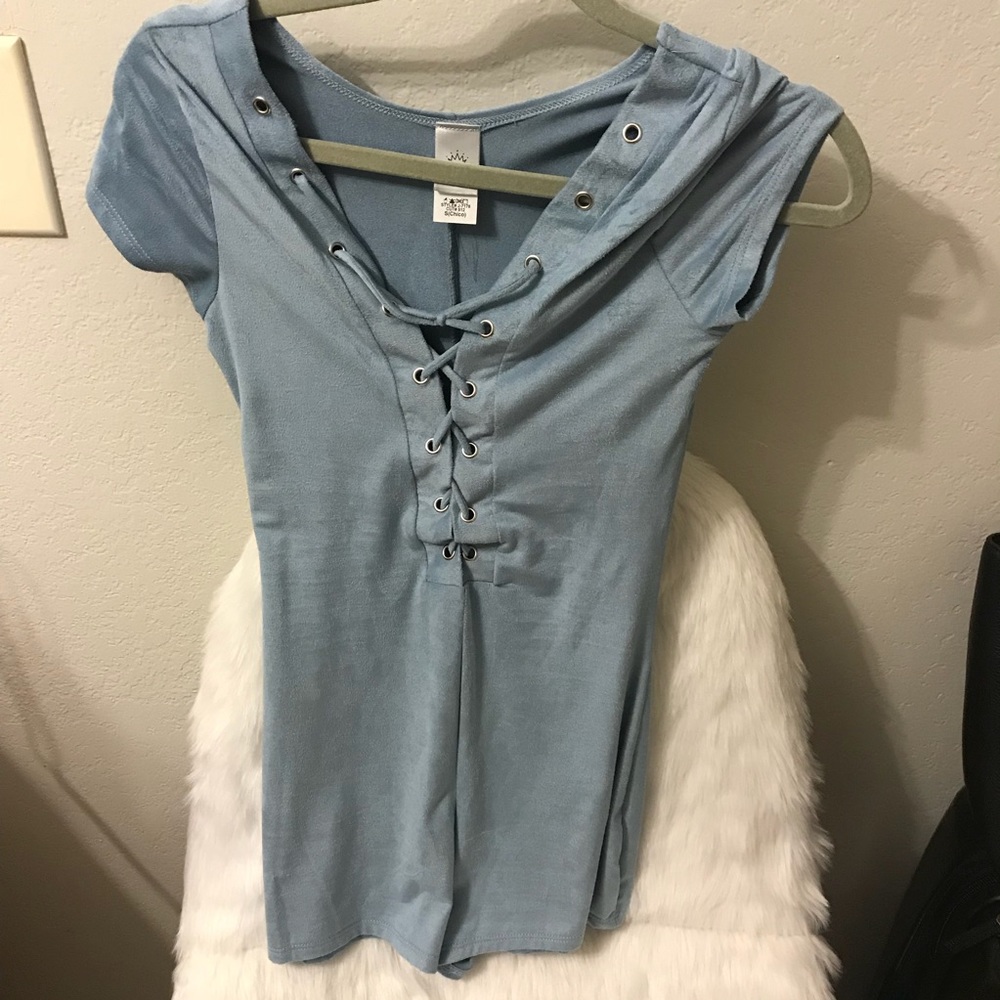 Baby Blue laceup romper